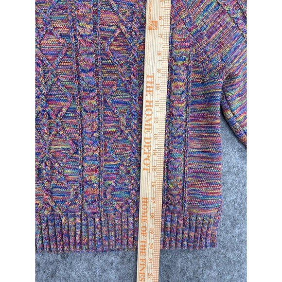 Gap Sweater Women’s M Pink Rainbow Cable Knit Pullover Marled Chunky Textured - Picture 5 of 10